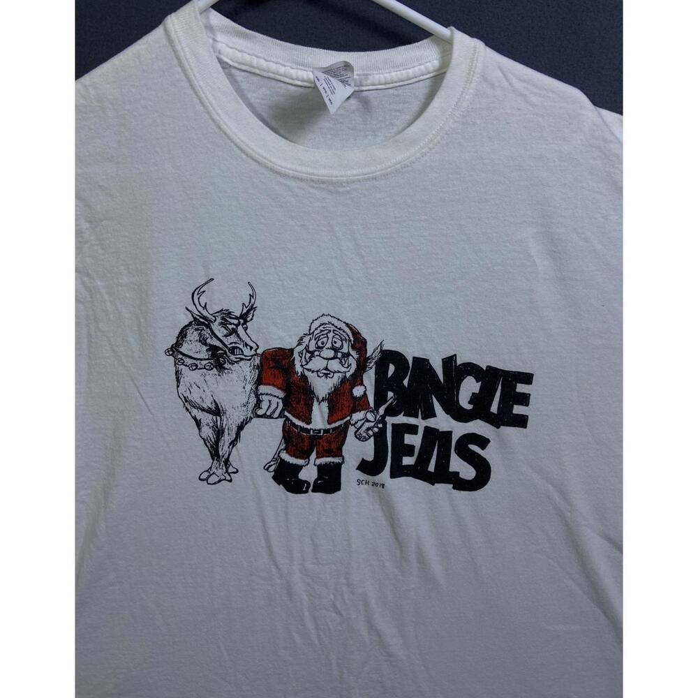 Bingle Jells Graphic Tee Drunk Santa and Reindeer T-Shirt Christmas 2018 Funny
